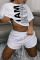 White Fashion Casual Letter Print Basic O Neck Short Sleeve Two Pieces