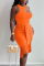 Tangerine Sexy Solid Tassel Patchwork Asymmetrical O Neck Sleeveless Two Pieces