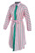 Pink Fashion Striped Print With Belt Turndown Collar Shirt Dress