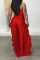 Red Fashion Print Flounce Strapless Boot Cut Jumpsuits