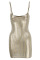 Silver Fashion Sexy Patchwork Backless Spaghetti Strap Sleeveless Dress