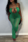 Green Sexy Solid Hollowed Out Halter Boot Cut Jumpsuits