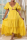Yellow Sexy Solid Hollowed Out Split Joint Backless V Neck A Line Dresses