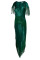 Green Celebrities Solid Tassel Sequins Split Joint Asymmetrical V Neck One Step Skirt Dresses