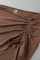 Brown Sexy Solid Bandage Patchwork Draw String Fold Swimwears