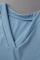 Blue Casual Solid Patchwork V Neck Straight Jumpsuits