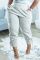Grey Fashion Casual Solid Basic Regular High Waist Trousers