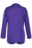 Purple Casual Solid Patchwork Turn-back Collar Long Sleeve Two Pieces