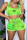 Fluorescent Green Sexy Print Patchwork Square Collar Sleeveless Two Pieces