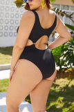Black Sexy Fashion Plus Size One-piece Swimsuit