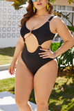 Black Sexy Fashion Plus Size One-piece Swimsuit