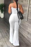 White Casual Solid Patchwork Spaghetti Strap Sleeveless Two Pieces