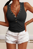 White Fashion Casual Solid Basic V Neck Tops