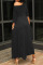 Black Fashion Casual Letter Print Basic Oblique Collar Irregular Dress