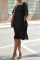 Black Casual Solid Patchwork Square Collar Straight Dresses