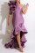 Purple Fashion Sexy Solid Patchwork Backless One Shoulder Evening Dress