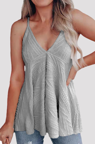 Grey Sexy Casual Solid Backless V Neck Tops