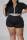 Black Casual Solid Patchwork Zipper Plus Size Two Pieces