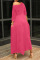 Rose Red Fashion Casual Letter Print Basic Oblique Collar Irregular Dress Dresses