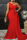 Red Fashion Sexy Solid Patchwork Backless Slit One Shoulder Evening Dress