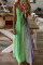 Green Sexy Casual Gradual Change Print Backless Spaghetti Strap Long Dress