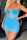 Blue Fashion Sexy Patchwork See-through Backless Fold Spaghetti Strap Sleeveless Dress