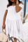 Sky Blue Fashion Casual Solid Backless Off the Shoulder Short Sleeve Dress