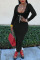 Black Casual Print Patchwork U Neck One Step Skirt Dresses