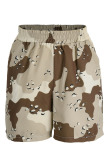 Camouflage Casual Print Camouflage Print Patchwork Straight High Waist Straight Full Print Bottoms