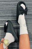 Black Fashion Casual Patchwork Solid Color With Bow Round Comfortable Shoes