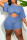Blue Casual Solid Hollowed Out Patchwork O Neck Straight Jumpsuits