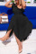 White Sexy Solid Patchwork Stringy Selvedge Oblique Collar Irregular Dress Dresses