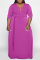 Purple Fashion Casual Solid Basic V Neck Long Dress Plus Size Dresses