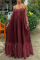 Burgundy Sexy Casual Solid Backless Spaghetti Strap Loose Sling Dress