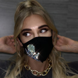 Black Silver Fashion Casual Patchwork Hot Drill Mask