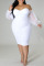 White Sexy Solid Patchwork Off the Shoulder One Step Skirt Plus Size Dresses