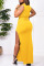 Yellow Casual Solid Bandage Patchwork Slit O Neck Sleeveless Two Pieces