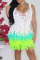 Fluorescent Green Sexy Solid Tassel Patchwork Asymmetrical Swimwears Cover Up