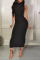 Black Sexy Solid Patchwork Backless One Step Skirt Dresses