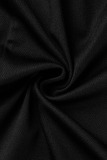 Black Sexy Solid Patchwork Buckle U Neck Pencil Skirt Dresses