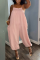 Pink Casual Solid Patchwork Spaghetti Strap Harlan Jumpsuits
