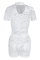 White Fashion Sexy Solid See-through O Neck Short Sleeve Two Pieces