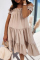 Khaki Fashion Casual Solid Backless Off the Shoulder Short Sleeve Dress