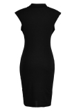 Coffee Fashion Casual Solid Basic V Neck Sleeveless Dress