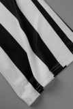 Black Fashion Casual Striped Print Backless Halter Regular Jumpsuits