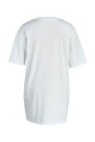 Black White Fashion Casual Print Basic O Neck Short Sleeve Dress