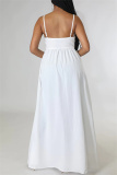 White Fashion Sexy Solid Backless Spaghetti Strap Tops