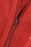 Red Fashion Casual Patchwork Solid Draw String Frenulum Turndown Collar Regular Romper