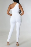 White Fashion Sexy Solid Backless Spaghetti Strap Tops