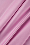Pink Casual Print Tassel Patchwork V Neck Plus Size Tops